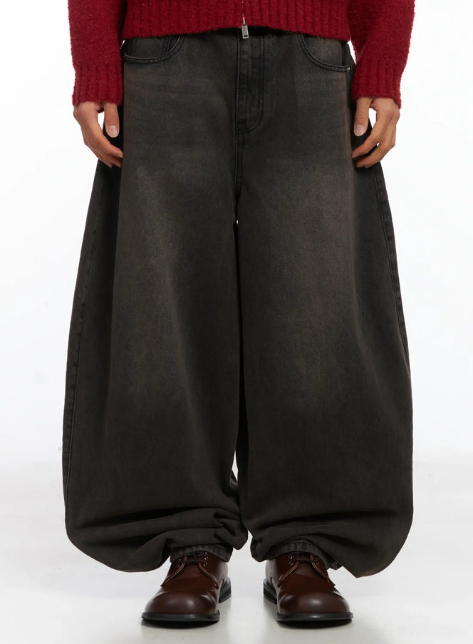 mens-balloon-fit-wide-jeans-ij514 / Dark brown