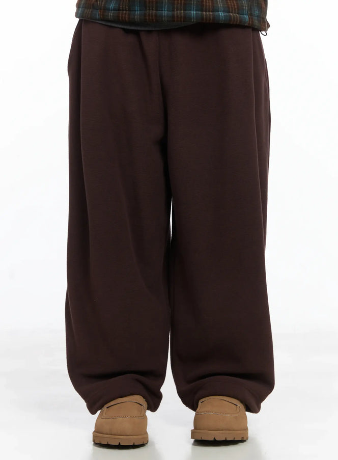 mens-warm-fleece-sweatpants-ij512 / Dark brown