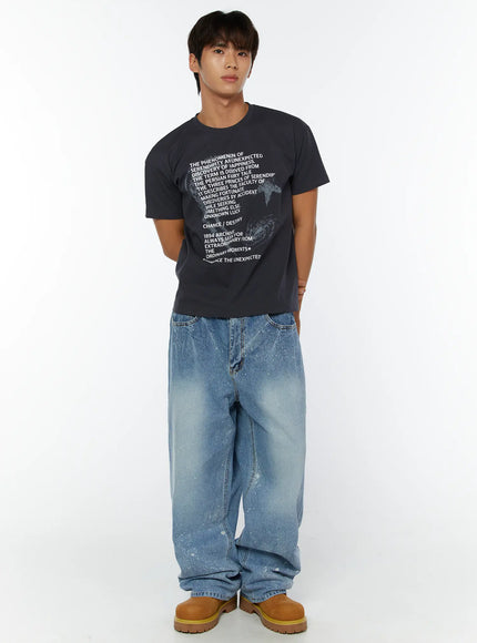 mens-graphic-lettering-tee-iy508 / Dark gray