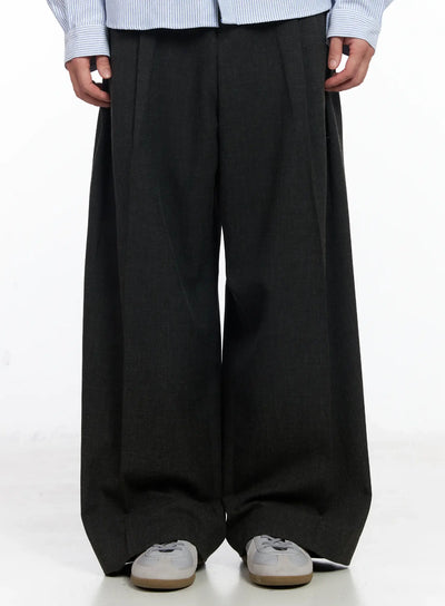 mens-dark-gray-wide-slacks-ij521 / Dark gray