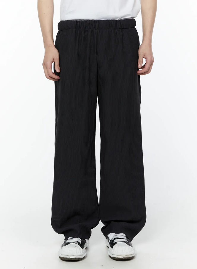 mens-pleated-wide-leg-pants-dark-gray-iy504 / Dark gray