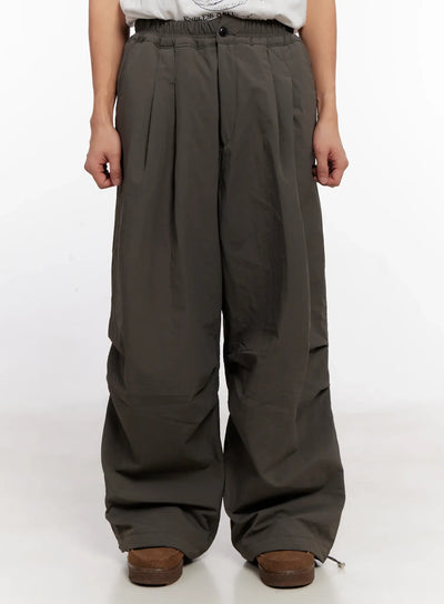 mens-wide-leg-parachute-padded-pants-io523 / Dark gray