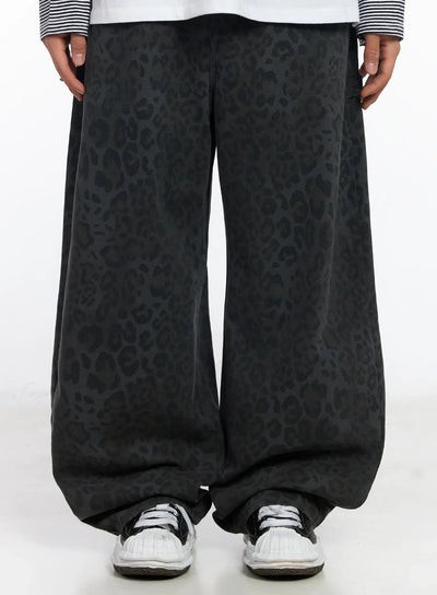 mens-leopard-print-carpenter-pants-ij527 / Dark gray