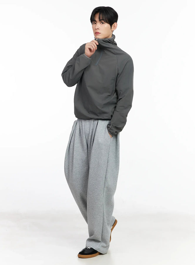 mens-hooded-quarter-zip-anorak-im518 / Dark gray