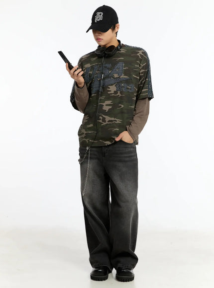 mens-double-layer-camo-long-sleeve-tee-im502 / Dark green