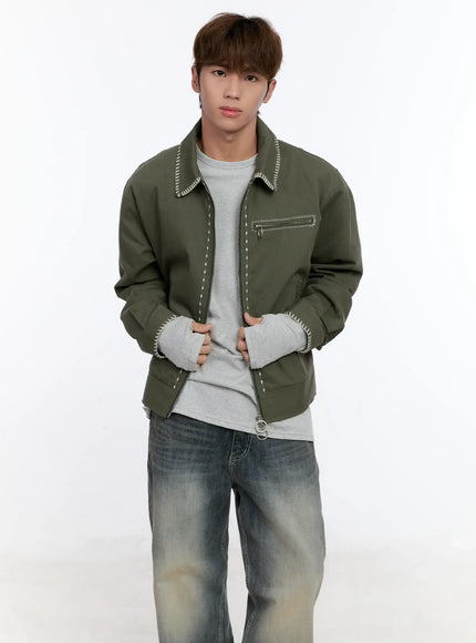 mens-stitched-work-jacket-in512 / Dark green