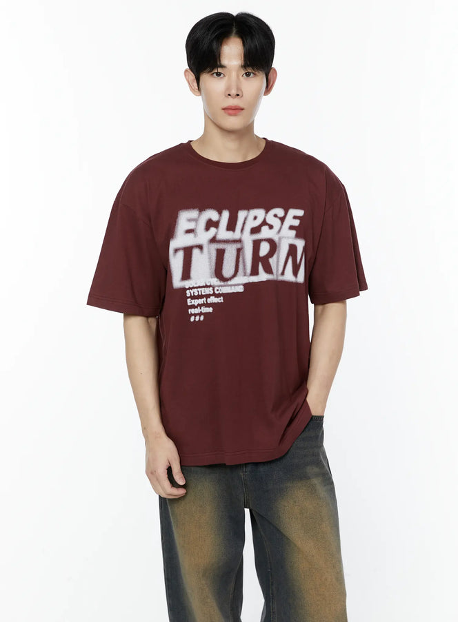 mens-eclipse-turn-graphic-t-shirt-ia527 / Dark red