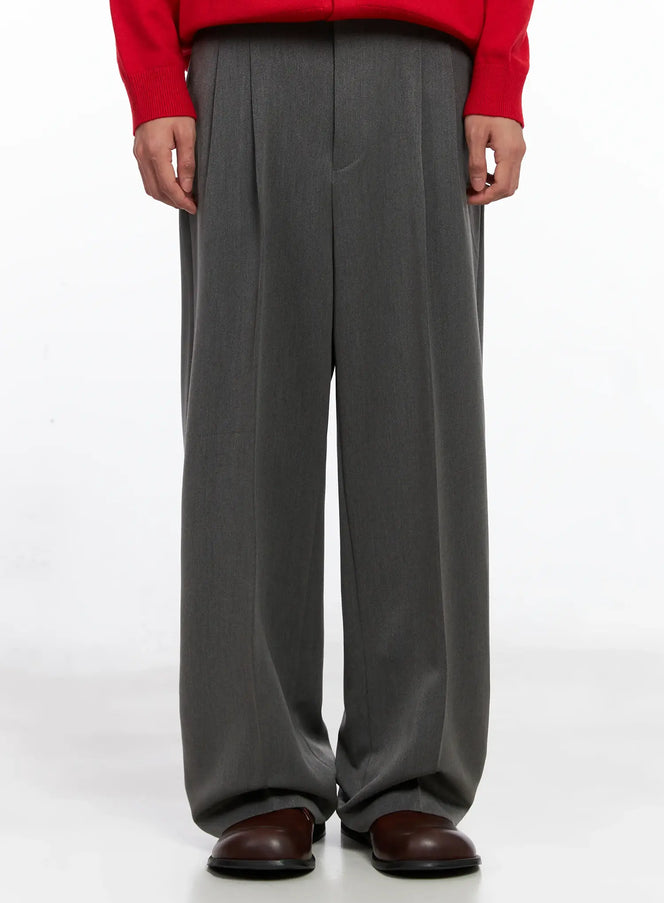 mens-pintuck-wide-leg-trousers-is519 / Gray