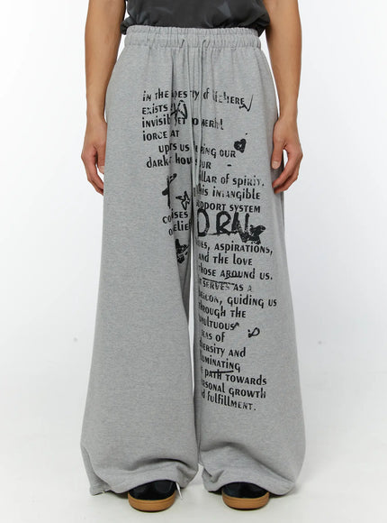 mens-graphic-wide-leg-sweatpants-gray-iy513 / Gray