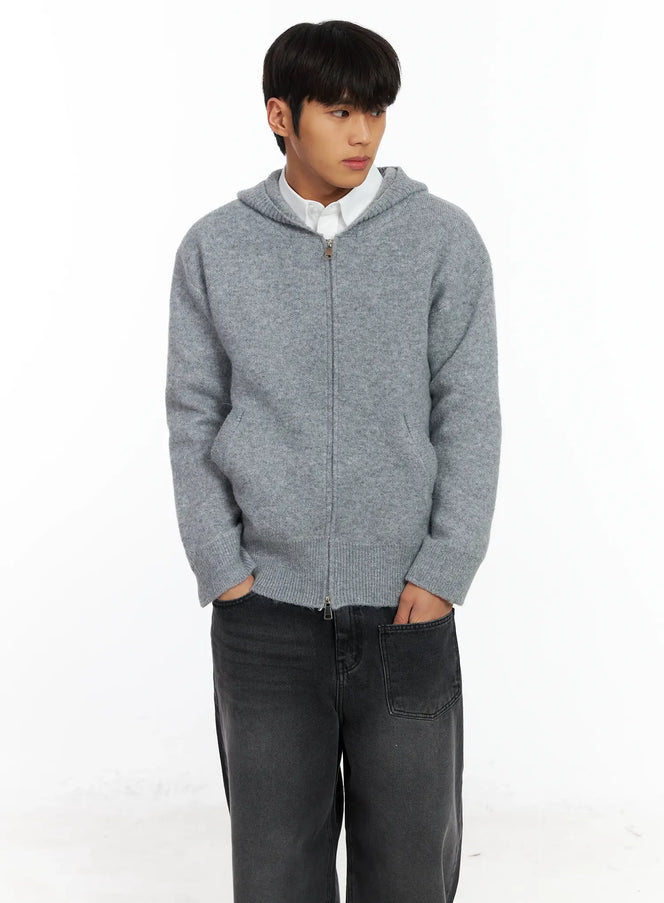 mens-knit-zip-up-hoodie-if506 / Gray