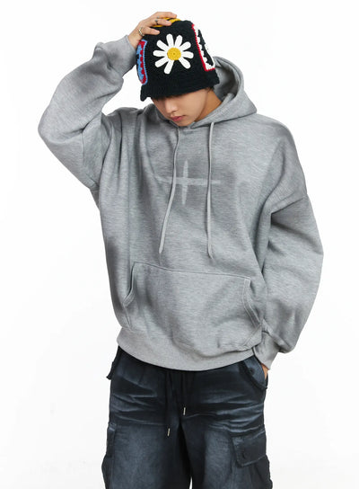 mens-spray-graphic-fleece-lined-hoodie-ij512 / Gray