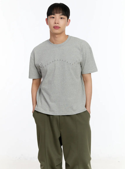 mens-studded-short-sleeve-tee-ia507 / Gray