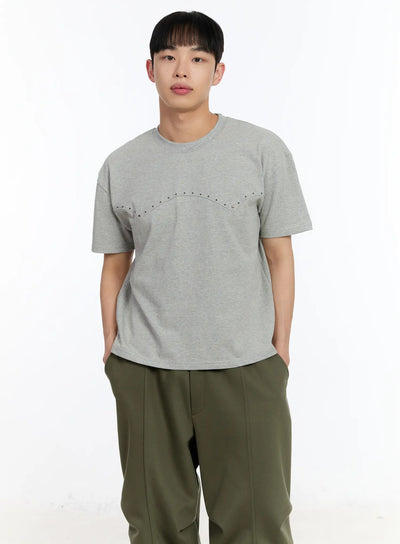 mens-studded-short-sleeve-tee-ia507 / Gray