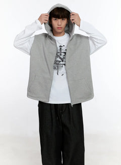 mens-hooded-zip-up-vest-is529 / Gray