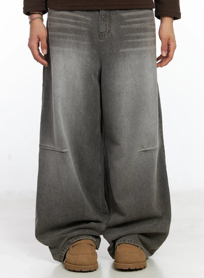 mens-light-wash-wide-leg-jeans-if503 / Gray