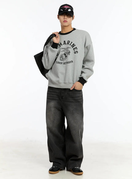 mens-two-toned-graphic-sweatshirt-im502 / Gray