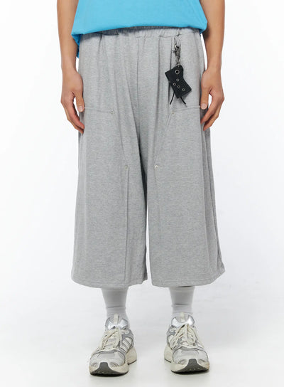 mens-gray-relaxed-fit-bermuda-sweat-shorts-iu503 / Gray