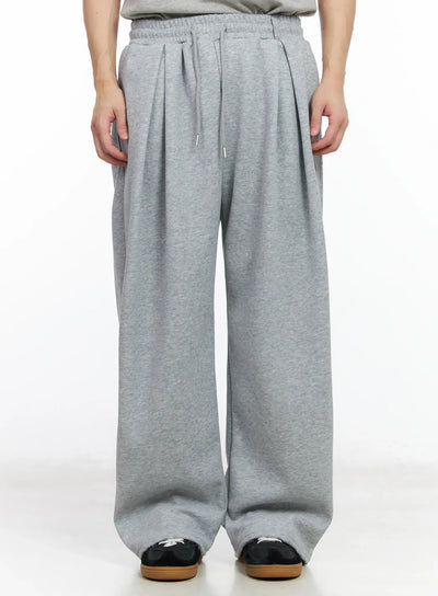 mens-wide-leg-pintuck-sweatpants-im518 / Gray