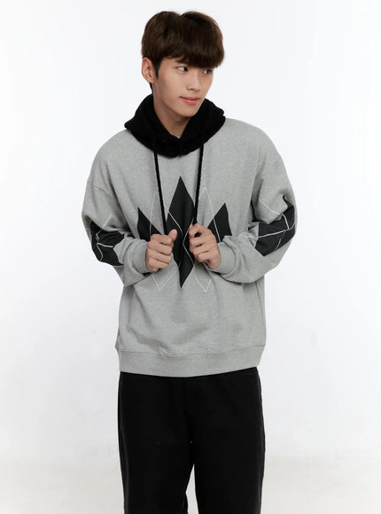 mens-argyle-pattern-sweatshirt-is530 / Gray
