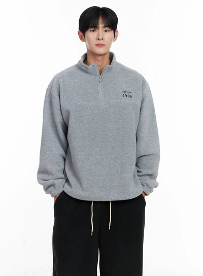 mens-warm-fleece-quarter-zip-sweatshirt-ij521 / Gray