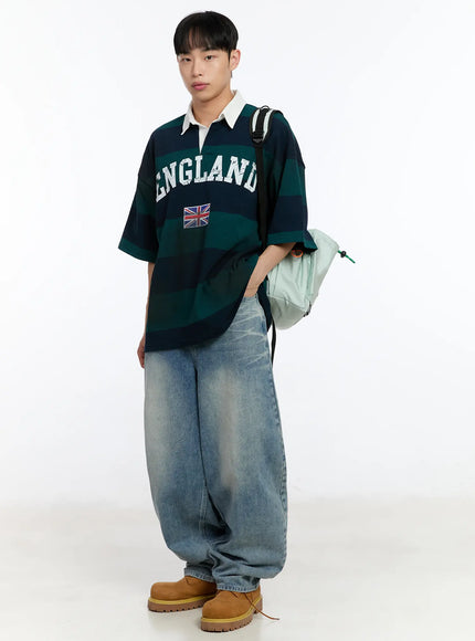 mens-collared-graphic-short-sleeve-shirt-ia507 / Green