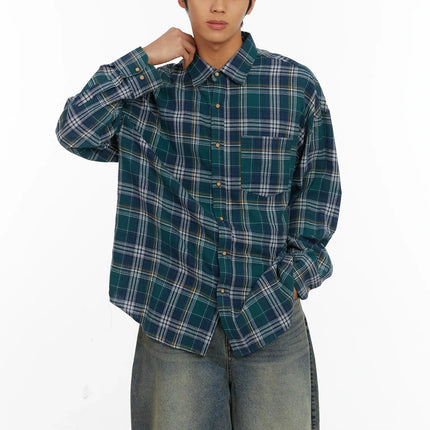 mens-oversized-plaid-shirt-id524 / Green