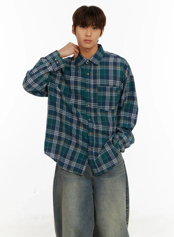 mens-oversized-plaid-shirt-id524 / Green