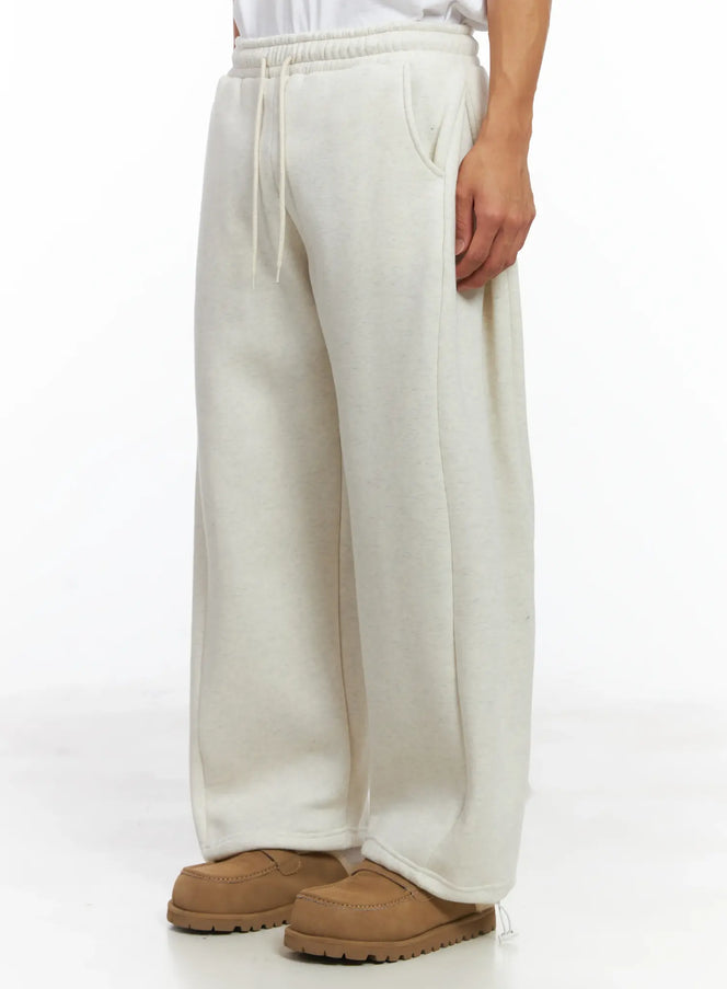 mens-side-pintuck-fleece-sweatpants-ij514 / Light beige