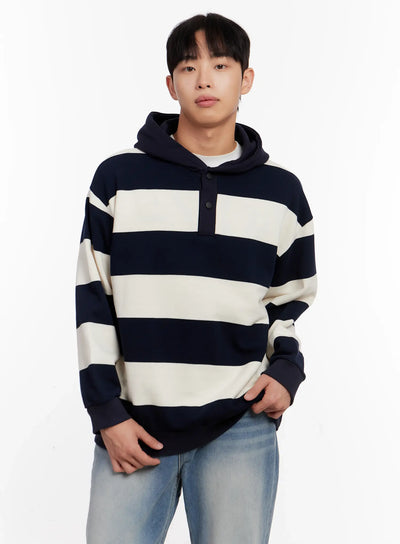 mens-striped-rugby-hoodie-io523 / Light beige