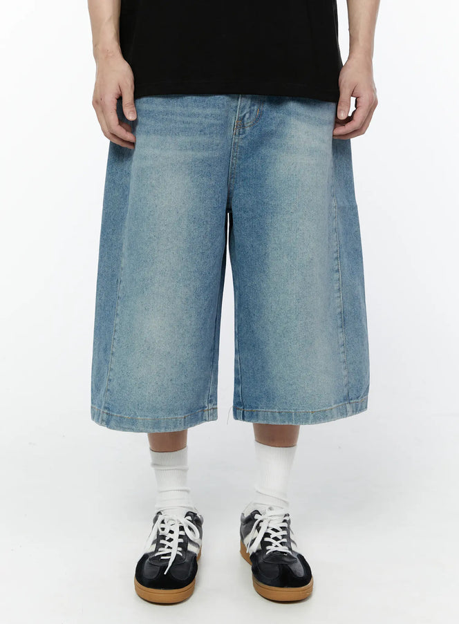Men's Wide Leg Denim Bermuda Shorts IA527
