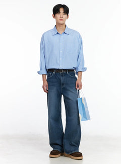 mens-oversized-stripe-shirt-im523 / Light blue