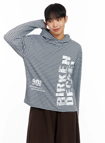 mens-striped-graphic-hoodie-im516 / Light blue