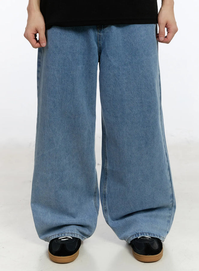 mens-classic-wide-leg-baggy-jeans-ia508 / Light blue