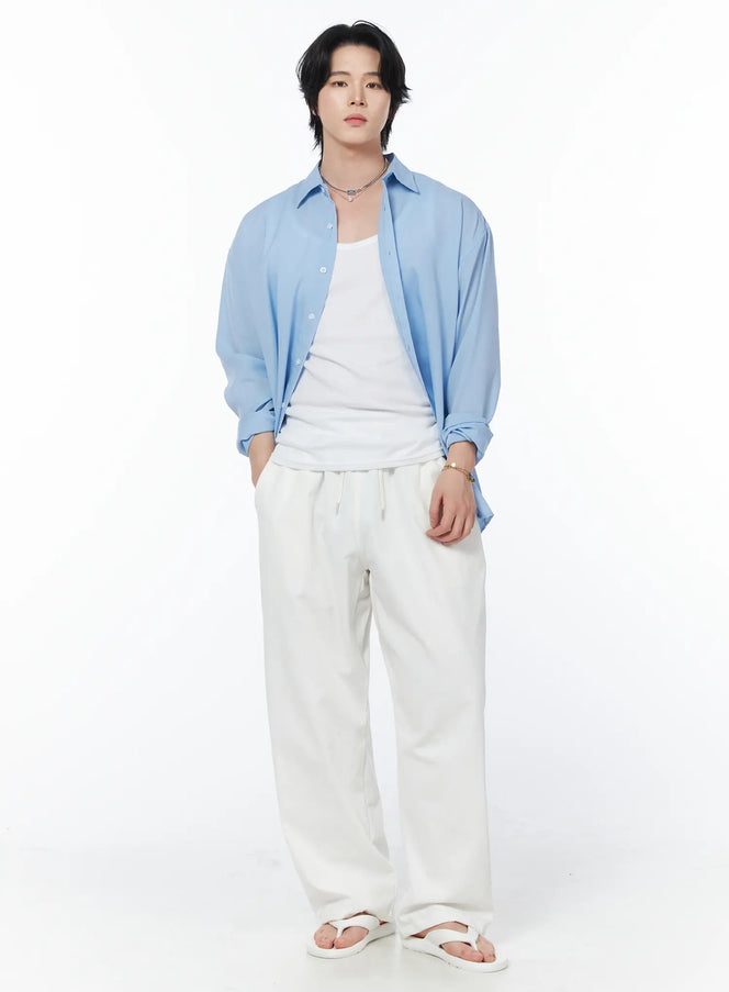 mens-casual-button-up-shirt-iy525 / Light blue