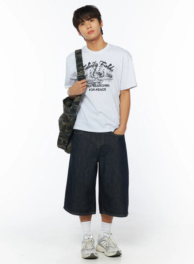 mens-peaceful-field-graphic-t-shirt-iy529 / Light gray
