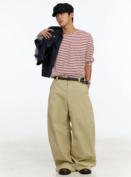 mens-striped-boat-neck-long-sleeve-tee-im530 / Red