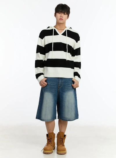mens-striped-knit-hoodie-im503 / White