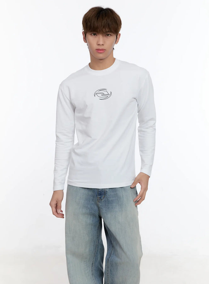 mens-graphic-fitted-long-sleeve-top-in512 / White