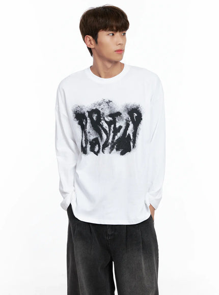 mens-abstract-graffiti-long-sleeve-tee-io502 / White