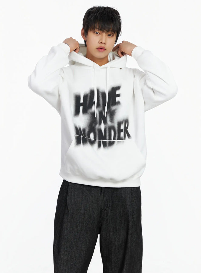 mens-graffiti-graphic-fleece-lined-hoodie-ij527 / White