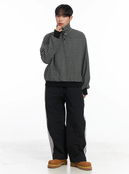 striped-high-neck-fleece-tee-id515 / White
