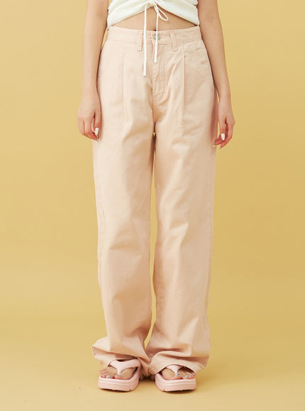 SIngle Pin-tuck Wide Cotton Pants BU13