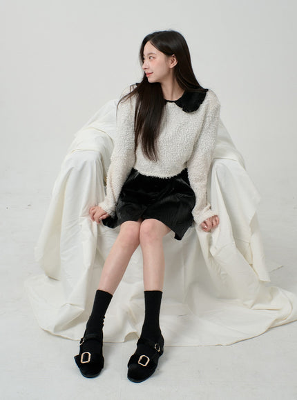 Puff Sleeve Faux Leather Mini Dress BD12