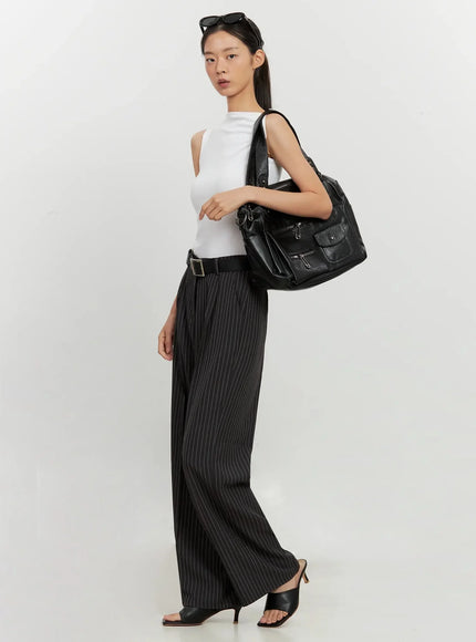 Asymmetric High Neck Tank Top IL528