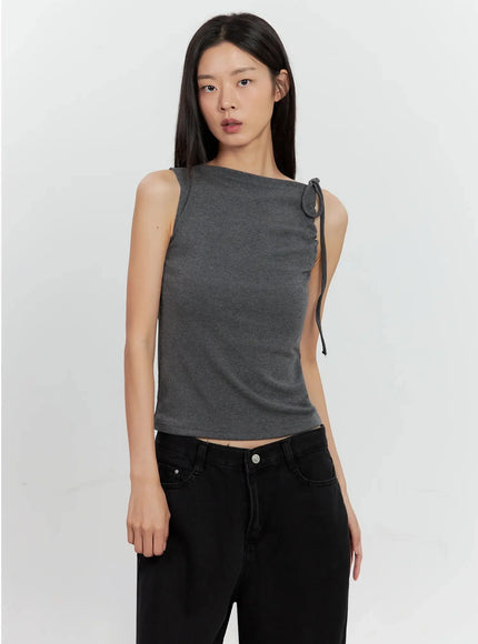 Asymmetric High Neck Tank Top IL528