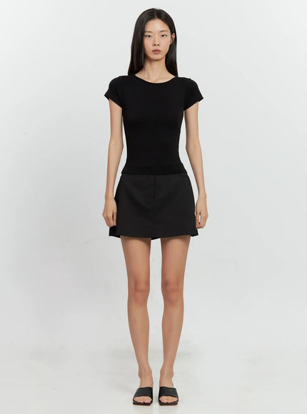 Round Neck Short-Sleeve Top IL528