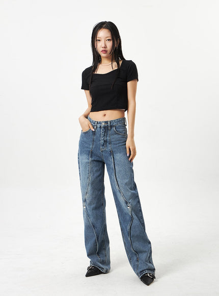 Heart Neck Cropped Tee CA320