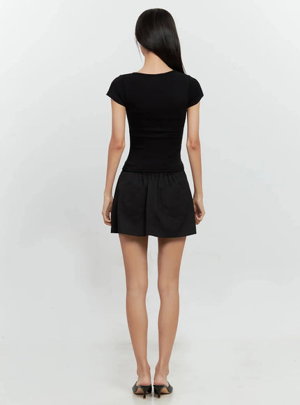 Round Neck Short-Sleeve Top IL528