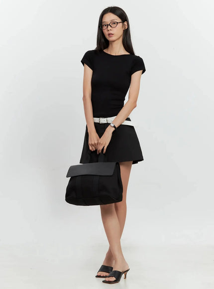 Round Neck Short-Sleeve Top IL528