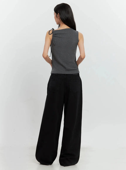 Asymmetric High Neck Tank Top IL528